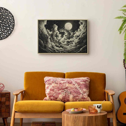 Canvas Print - Moon and Stars Singing Among the Great Clouds