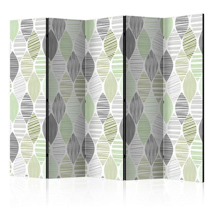 Room Divider - Green Tears II- A 5 Panel Folding Screen For Living rooms, bedrooms or home office, decorative folding screen made with wood and canvas