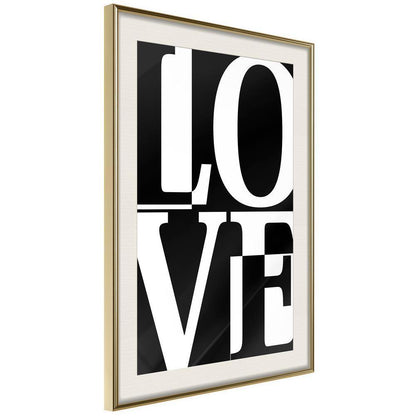 Typography Framed Art Print - Love Chessboard-artwork for wall with acrylic glass protection