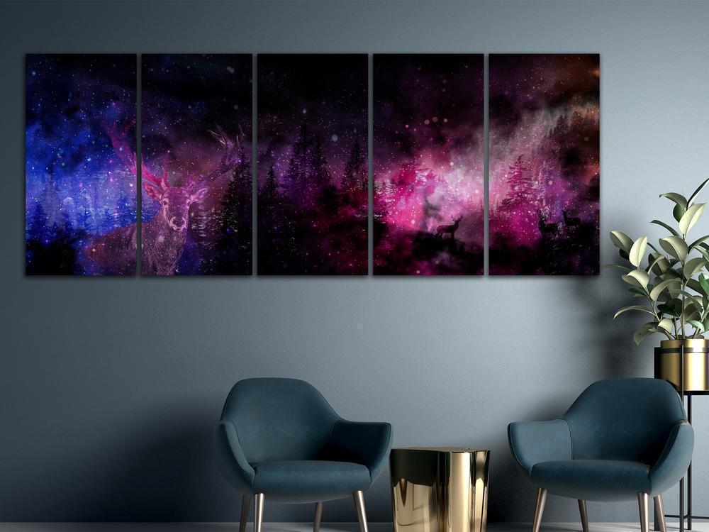 Canvas Print - Deer Galaxy (5 Parts) Narrow-ArtfulPrivacy-Wall Art Collection