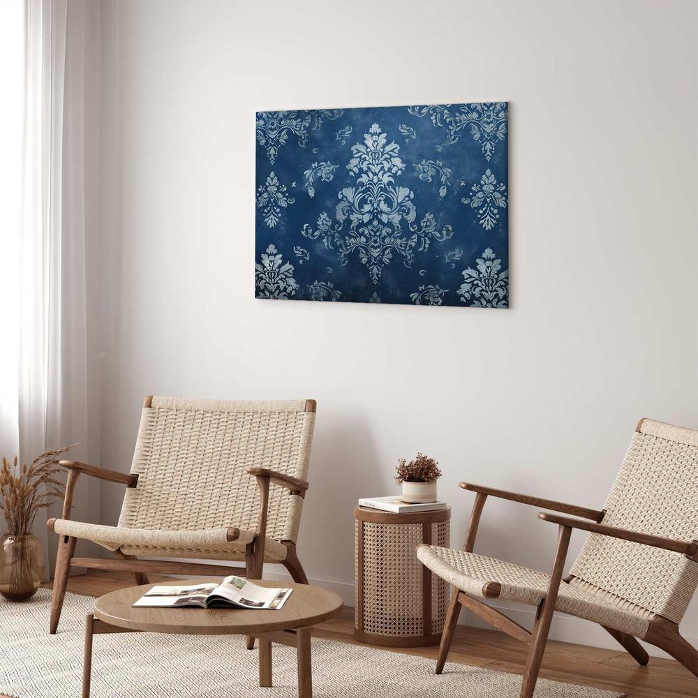 Canvas Print - Retro Ornament Decorative Motif in Worn Blues