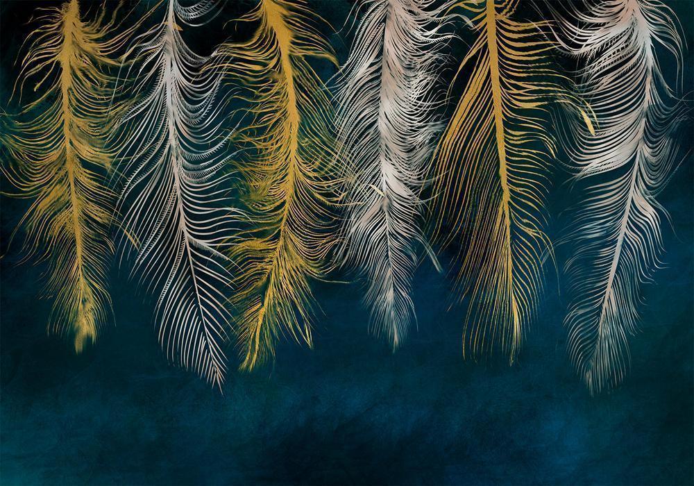 Wall Mural - Gilded Feathers-Wall Murals-ArtfulPrivacy
