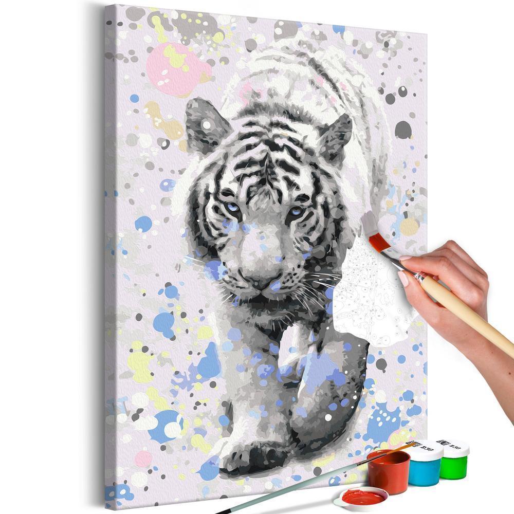 Start learning Painting - Paint By Numbers Kit - White Tiger - new hobby