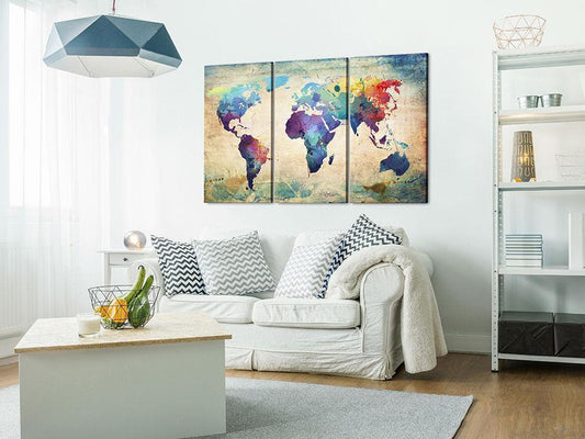 Canvas Print - Rainbow Map (triptych)-ArtfulPrivacy-Wall Art Collection