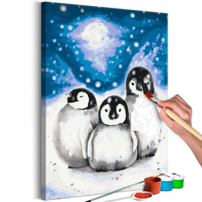 Start learning Painting - Paint By Numbers Kit - Three Penguins - new hobby