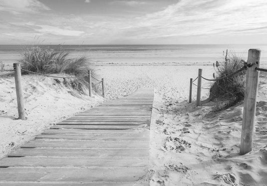 Wall Mural - On the beach - black and white-Wall Murals-ArtfulPrivacy