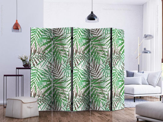 Decorative partition-Room Divider - Wild Leaves II-Folding Screen Wall Panel by ArtfulPrivacy