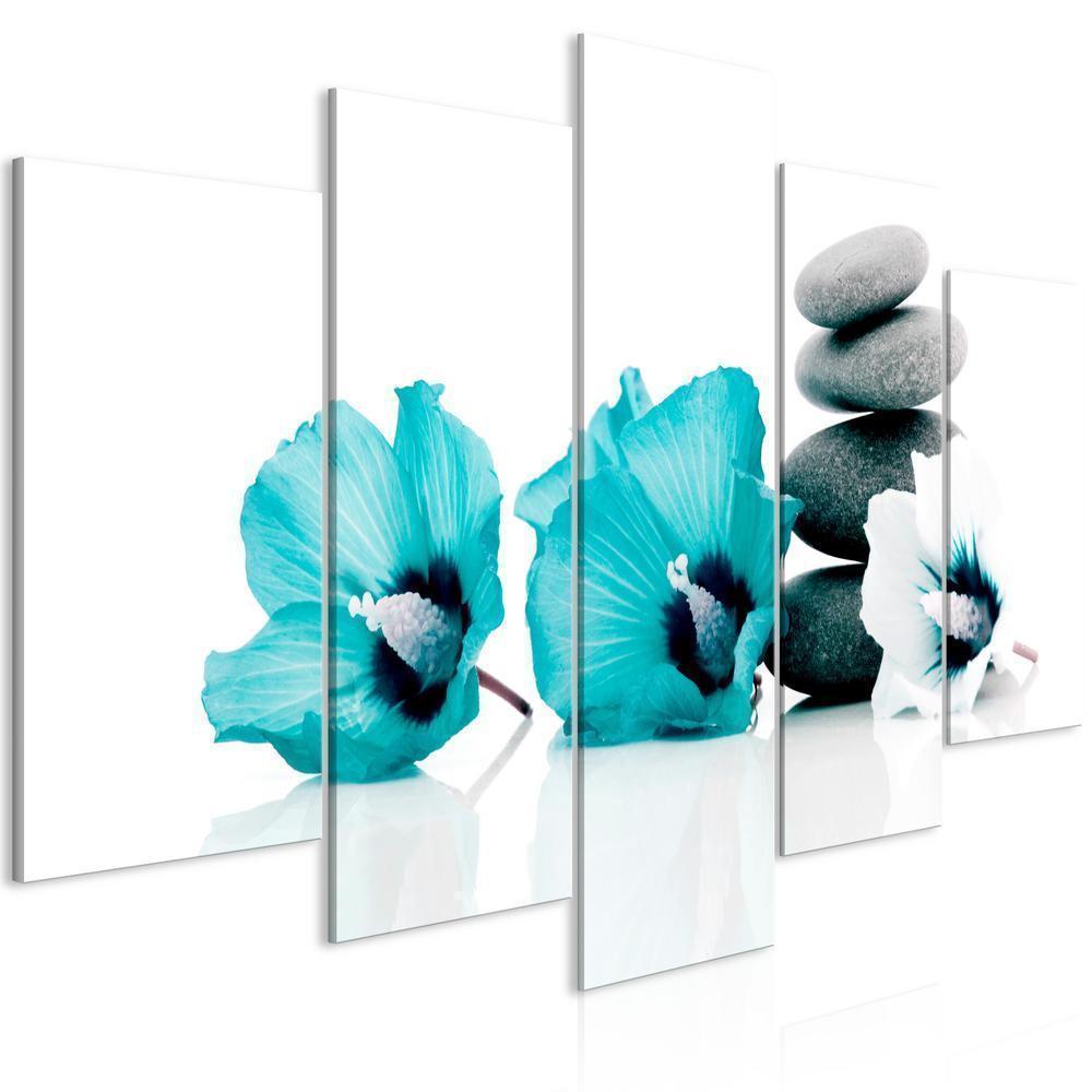 Canvas Print - Calm Mallow (5 Parts) Wide Turquoise-ArtfulPrivacy-Wall Art Collection