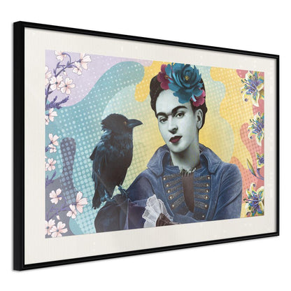 Wall Decor Portrait - Frida with a Raven-artwork for wall with acrylic glass protection