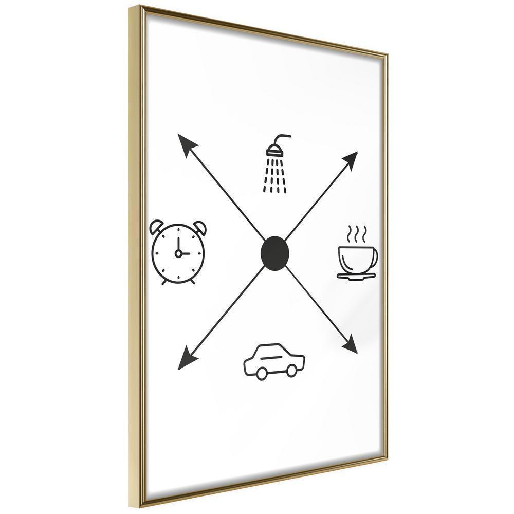 Black and White Framed Poster - Morning Routine-artwork for wall with acrylic glass protection