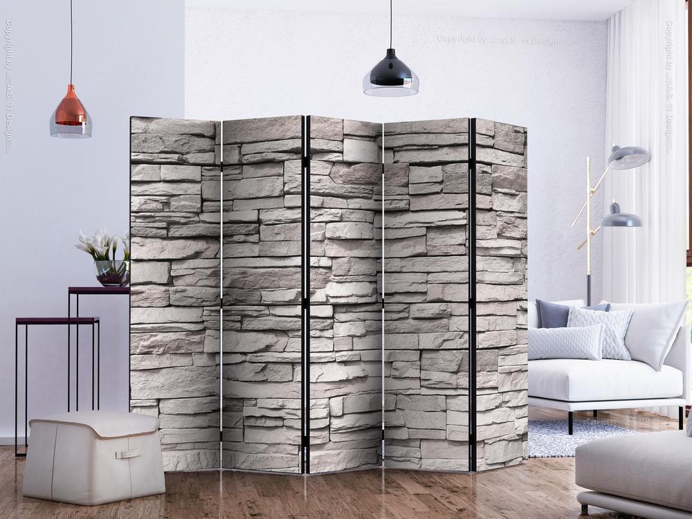 Decorative partition-Room Divider - Stony Elegance II-Folding Screen Wall Panel by ArtfulPrivacy