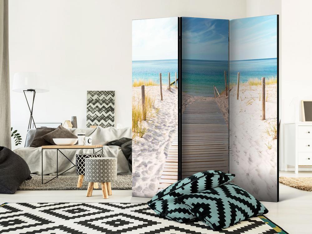 Decorative partition-Room Divider - Holiday at the Seaside-Folding Screen Wall Panel by ArtfulPrivacy