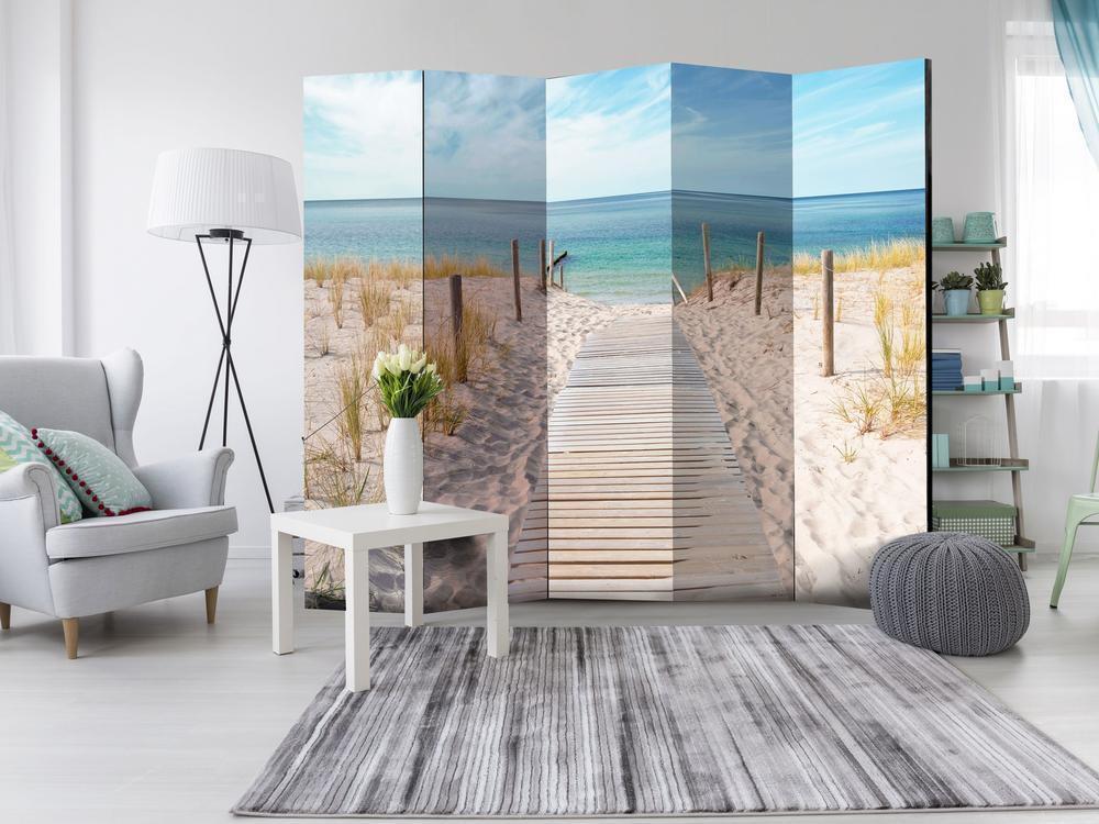 Decorative partition-Room Divider - Holiday at the Seaside II-Folding Screen Wall Panel by ArtfulPrivacy