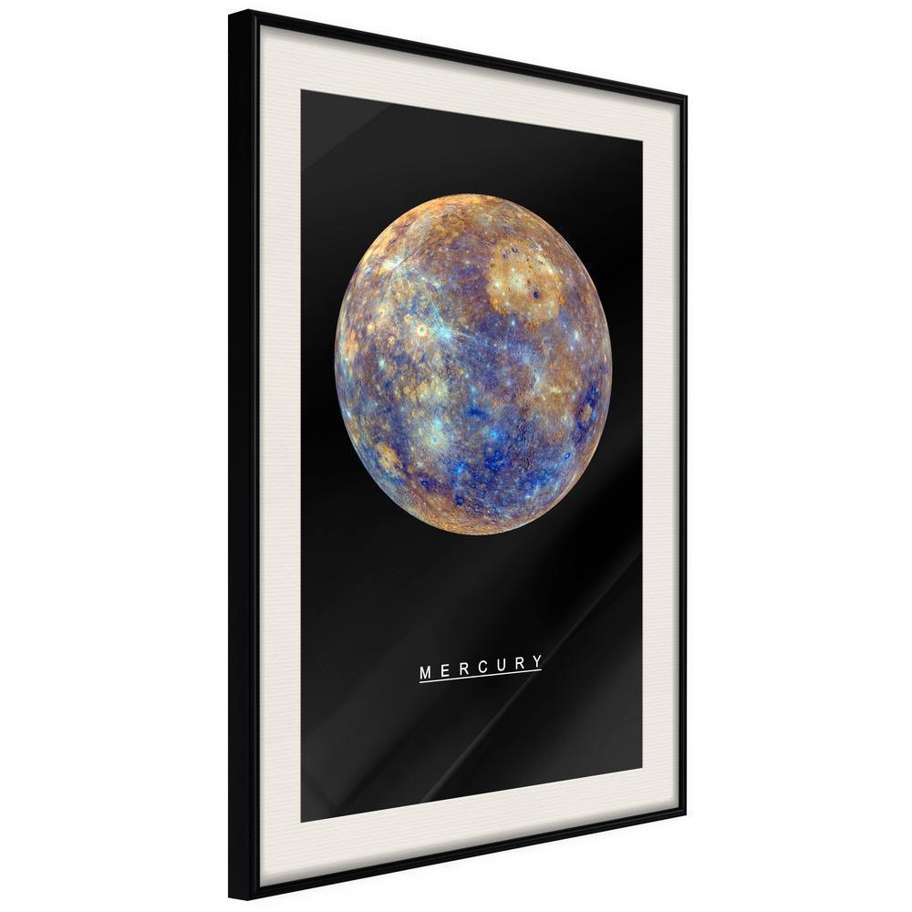 Framed Art - The Solar System: Mercury-artwork for wall with acrylic glass protection