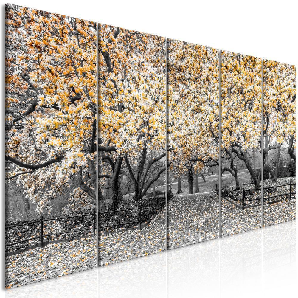 Canvas Print - Magnolia Park (5 Parts) Narrow Orange-ArtfulPrivacy-Wall Art Collection