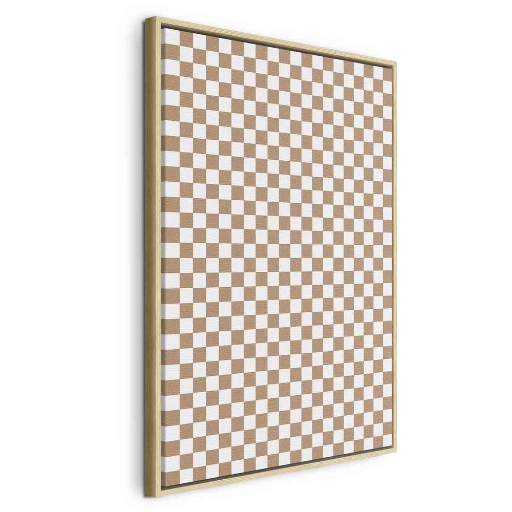 Canvas Print - Checkerboard Pattern - Brown-White Grid with a Subtle Noise