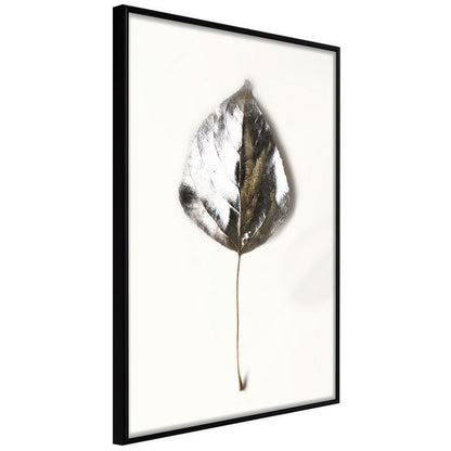 Winter Design Framed Artwork - Silvery Leaf-artwork for wall with acrylic glass protection