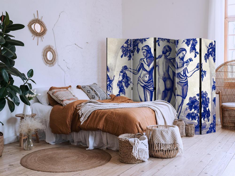 Room Divider - Three Graces - Women Among Grapevines Inspired by Ancient Painting- A 5 Panel Folding Screen For Living rooms, bedrooms or home office, decorative folding screen made with wood and canvas