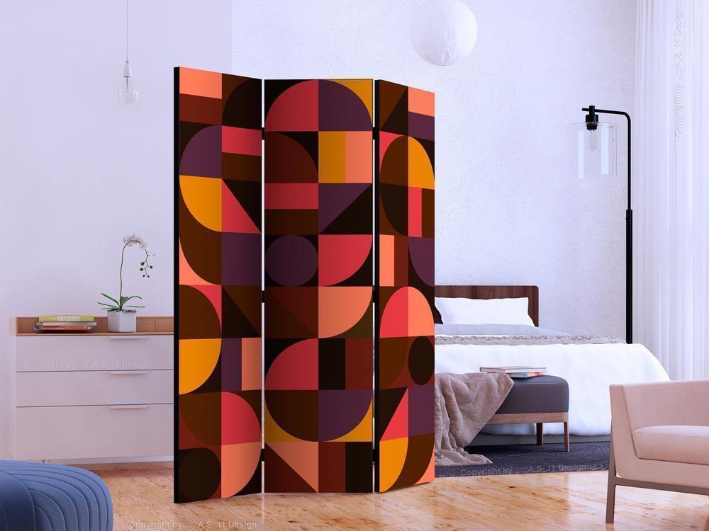 Decorative partition-Room Divider - Geometric Mosaic (Red)-Folding Screen Wall Panel by ArtfulPrivacy