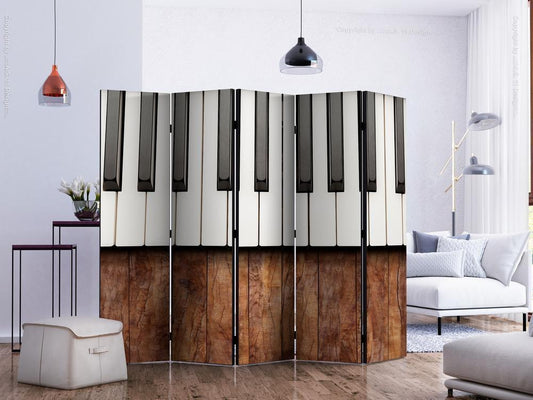 Decorative partition-Room Divider - Inspired by Chopin - mahogany II-Folding Screen Wall Panel by ArtfulPrivacy