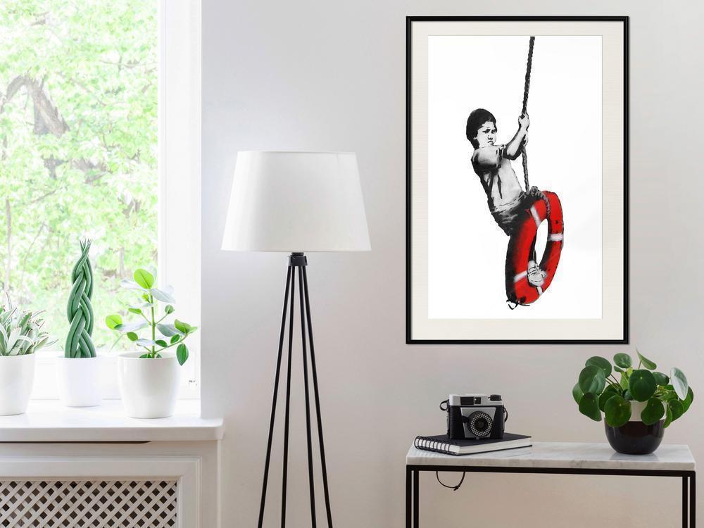 Urban Art Frame - Banksy: Swinger-artwork for wall with acrylic glass protection