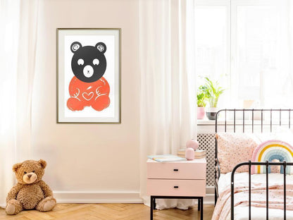 Nursery Room Wall Frame - Teddy Bear in Love-artwork for wall with acrylic glass protection