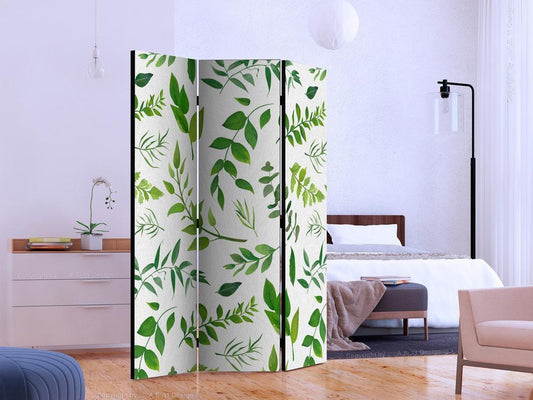 Decorative partition-Room Divider - Green Twigs-Folding Screen Wall Panel by ArtfulPrivacy