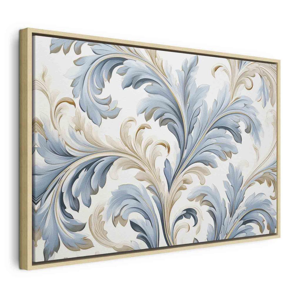 Impression sur toile - Ornements baroques aux tons crème-bleu clair