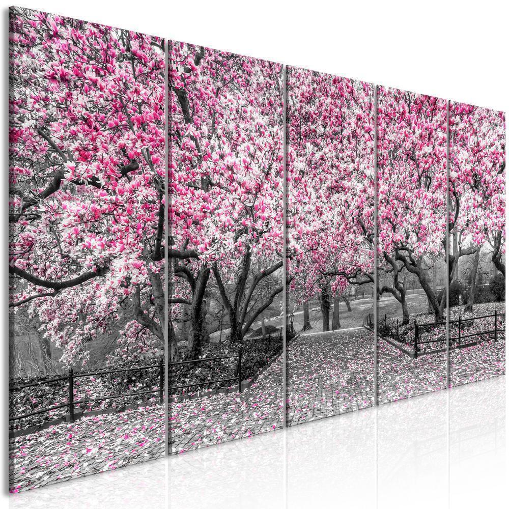 Canvas Print - Magnolia Park (5 Parts) Narrow Pink-ArtfulPrivacy-Wall Art Collection