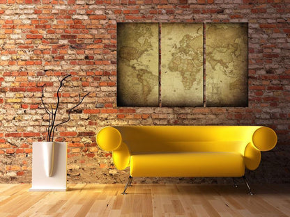 Canvas Print - Old map: triptych-ArtfulPrivacy-Wall Art Collection