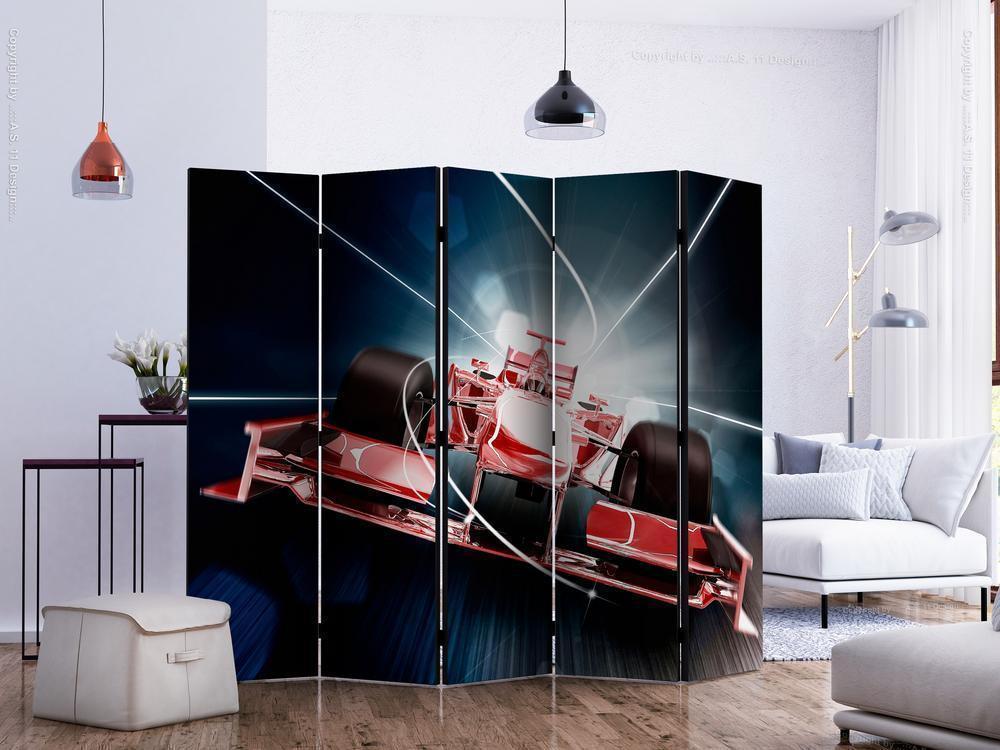 Decorative partition-Room Divider - Speed and dynamics of Formula 1 II-Folding Screen Wall Panel by ArtfulPrivacy