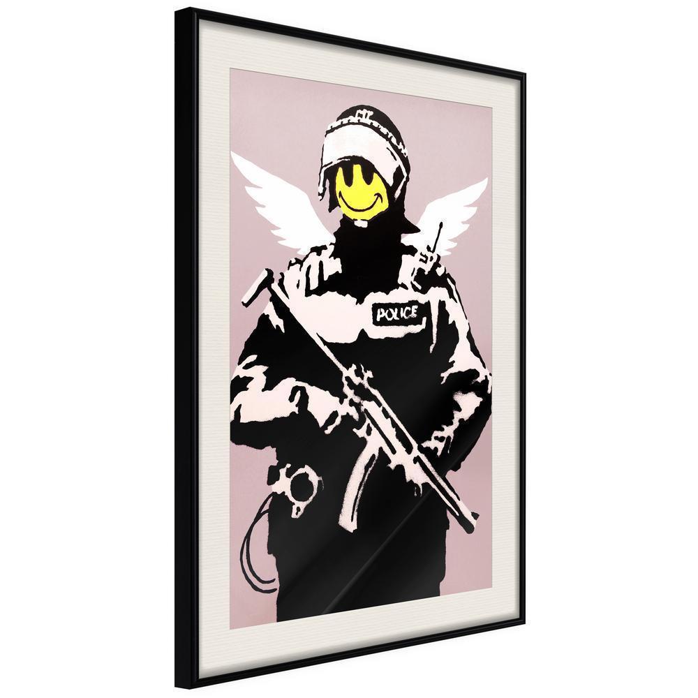 Urban Art Frame - Banksy: Flying Copper-artwork for wall with acrylic glass protection