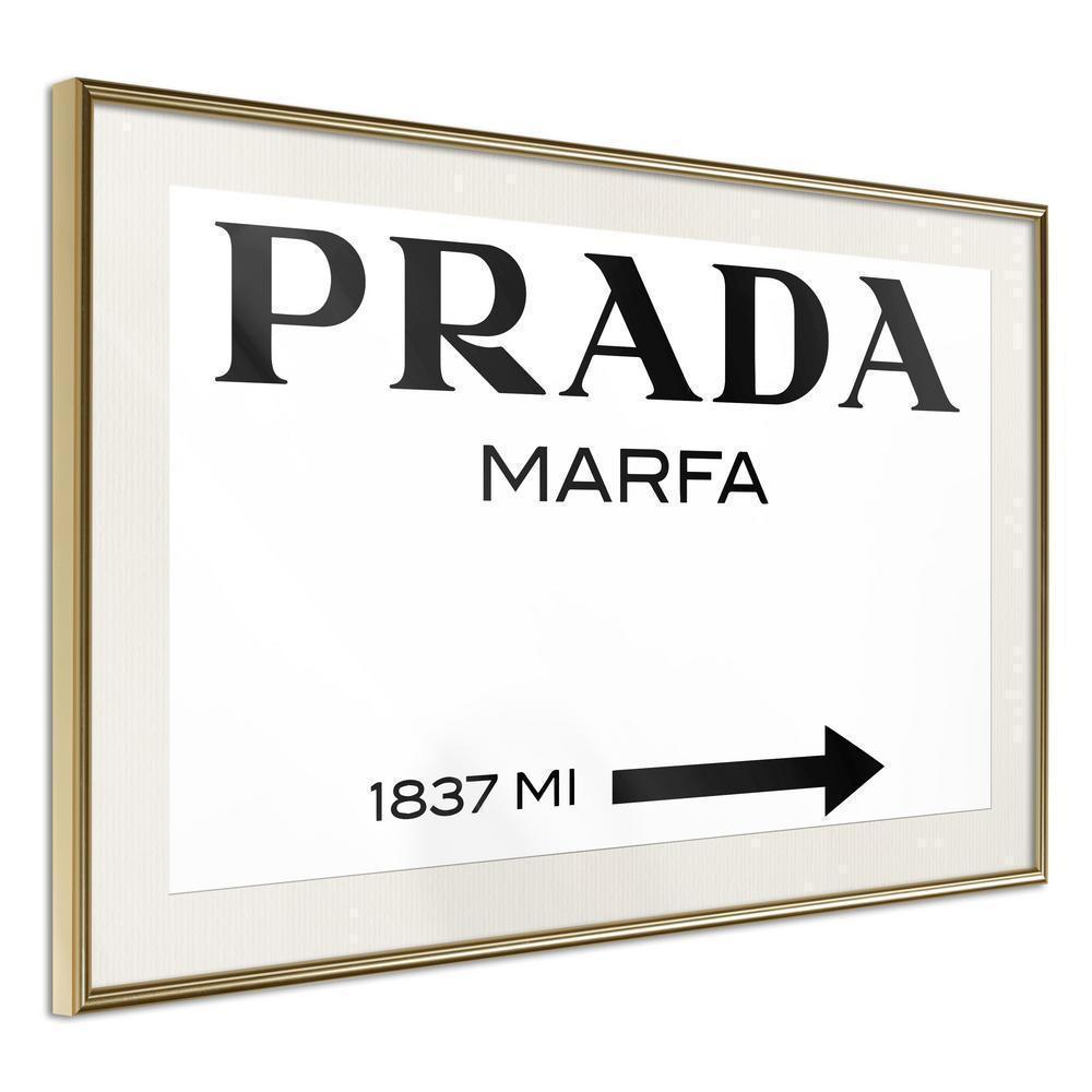 Typography Framed Art Print - Prada (White)-artwork for wall with acrylic glass protection