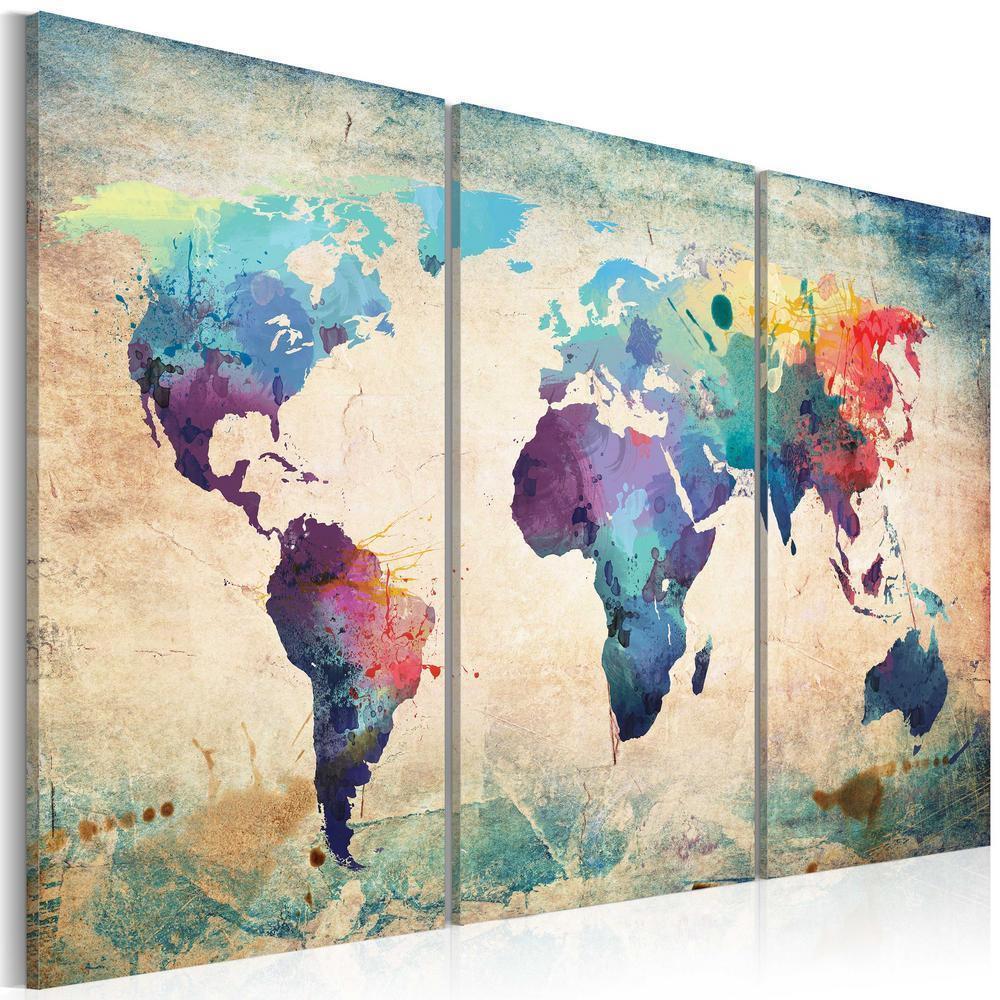 Canvas Print - Rainbow Map (triptych)-ArtfulPrivacy-Wall Art Collection
