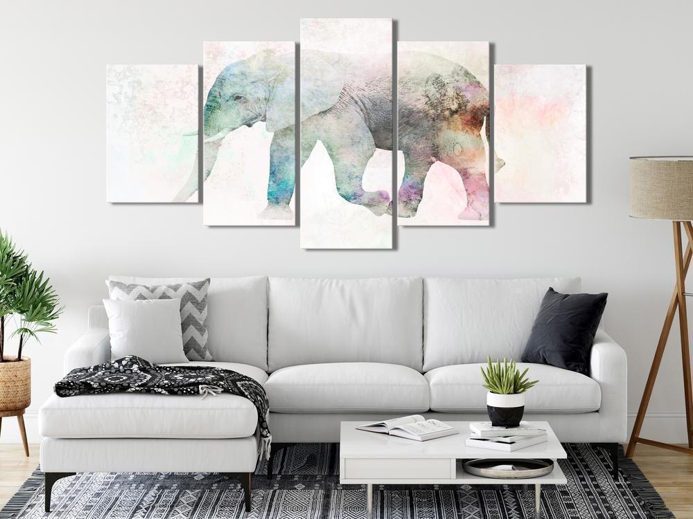 Canvas Print - Painted Elephant (5 Parts) Wide-ArtfulPrivacy-Wall Art Collection