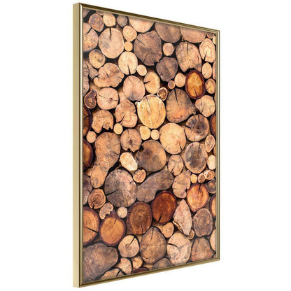 Autumn Framed Poster - Log Pile-artwork for wall with acrylic glass protection