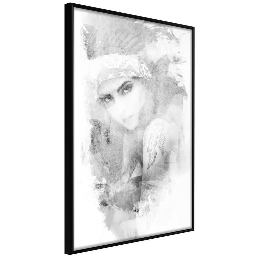 Black and White Framed Poster - Mysterious Look (Grey)-artwork for wall with acrylic glass protection