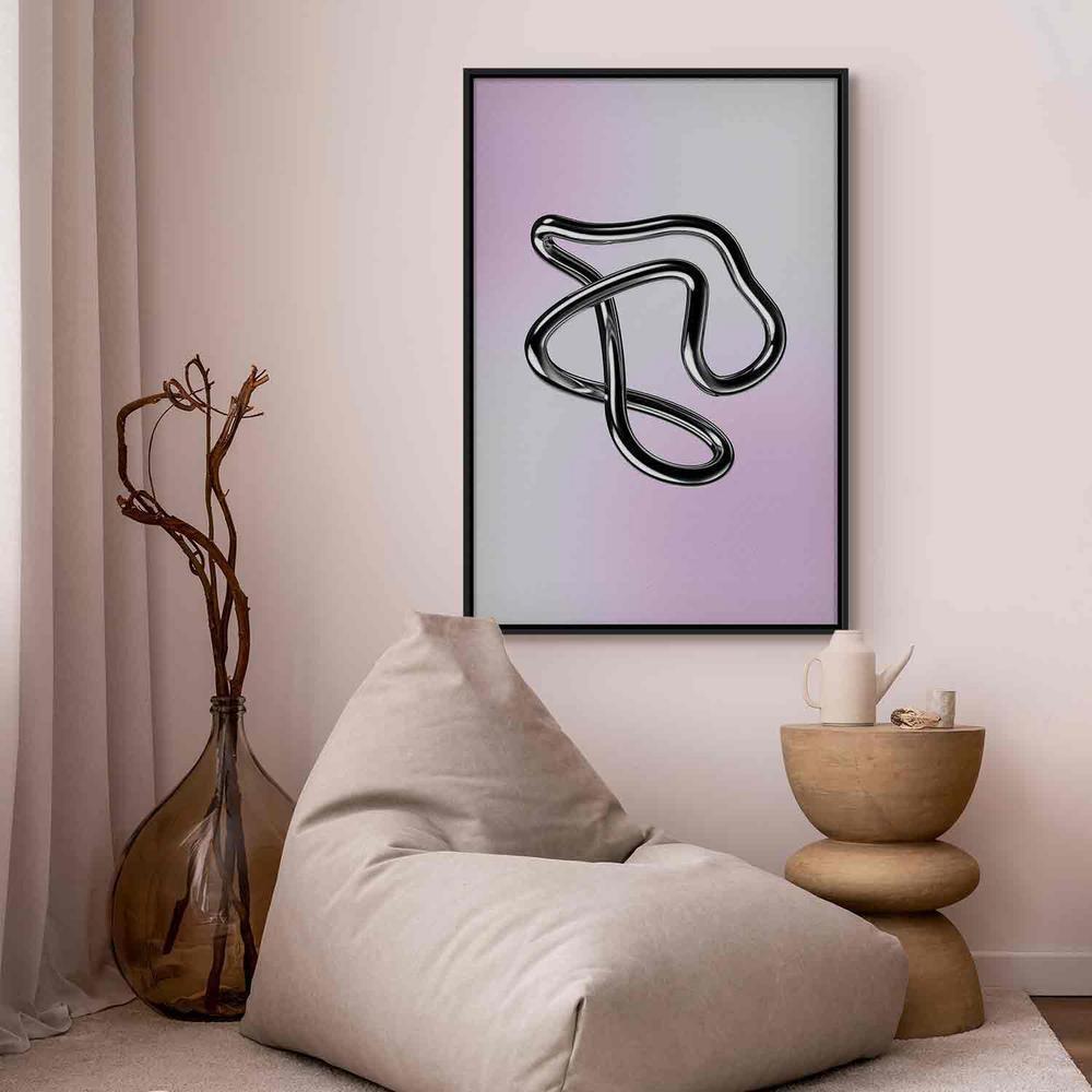 Canvas Print - Silver Intricacies - Fluid Metallic Figure on a Gradient Background