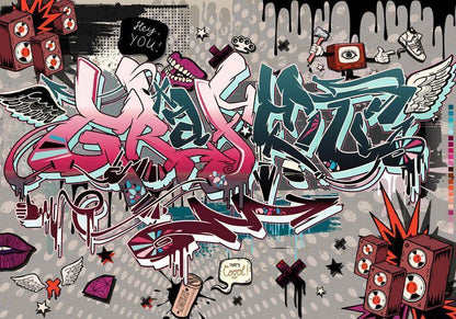 Wall Mural - Graffiti: hey You!-Wall Murals-ArtfulPrivacy