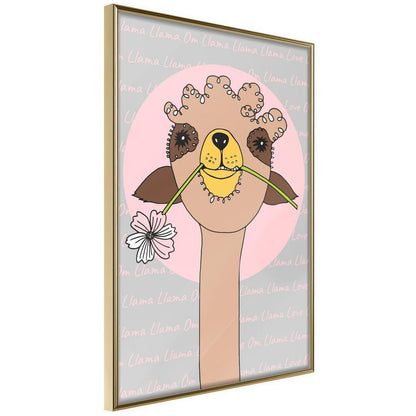 Nursery Room Wall Frame - Cute Llama-artwork for wall with acrylic glass protection