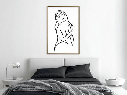 Black and White Framed Poster - Shape of a Woman-artwork for wall with acrylic glass protection