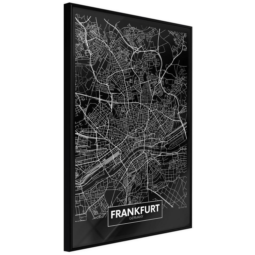 Wall Art Framed - City Map: Frankfurt (Dark)-artwork for wall with acrylic glass protection