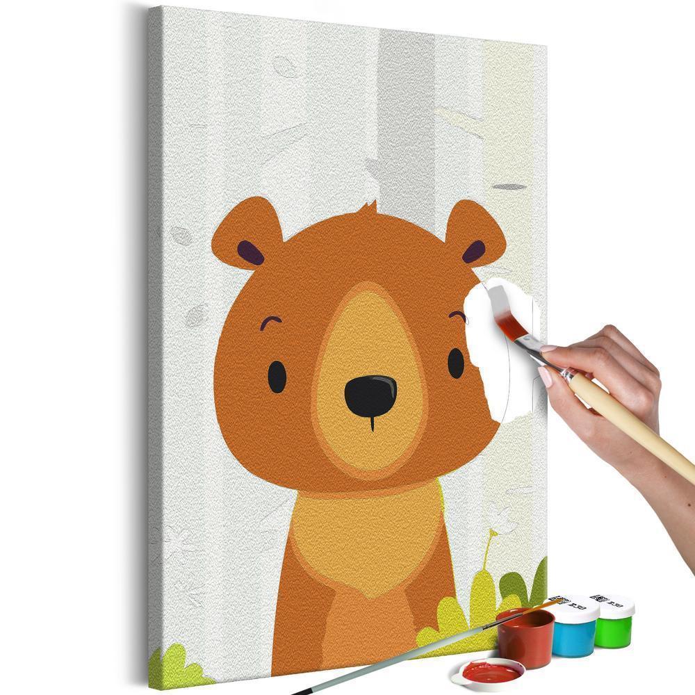 Start learning Painting - Paint By Numbers Kit - Teddy Bear in the Forest - new hobby