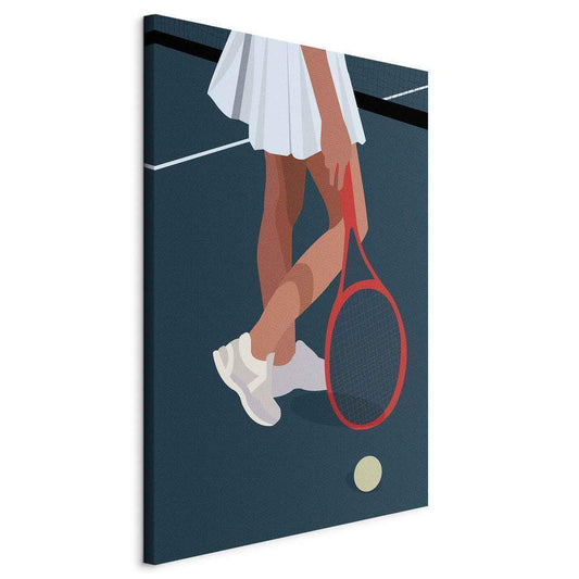 Canvas Print - Female Tennis Player With a Red Racket on the Court - Graphics