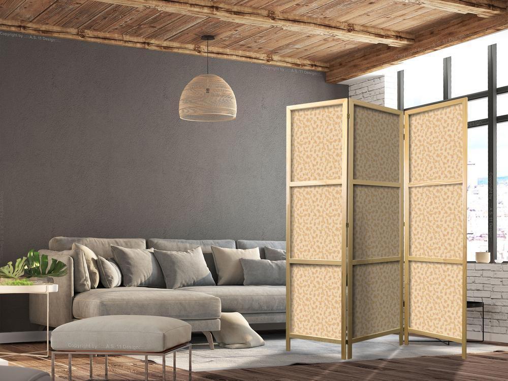 Japanese Room Divider - Tiny Dots - Optimistic Pattern in Peach Colors