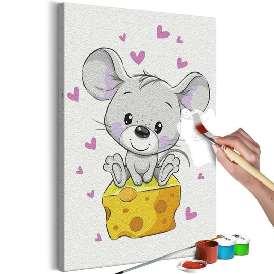 Start learning Painting - Paint By Numbers Kit - Mouse in Love - new hobby