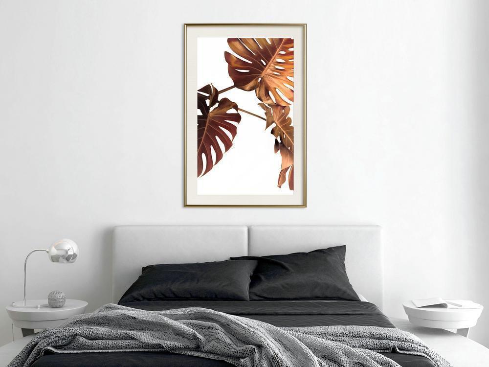 Botanical Wall Art - Copper Monstera-artwork for wall with acrylic glass protection