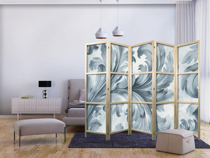 Japanese Room Divider - Botanical Motif with Leaves and Vines in Sandy Colors