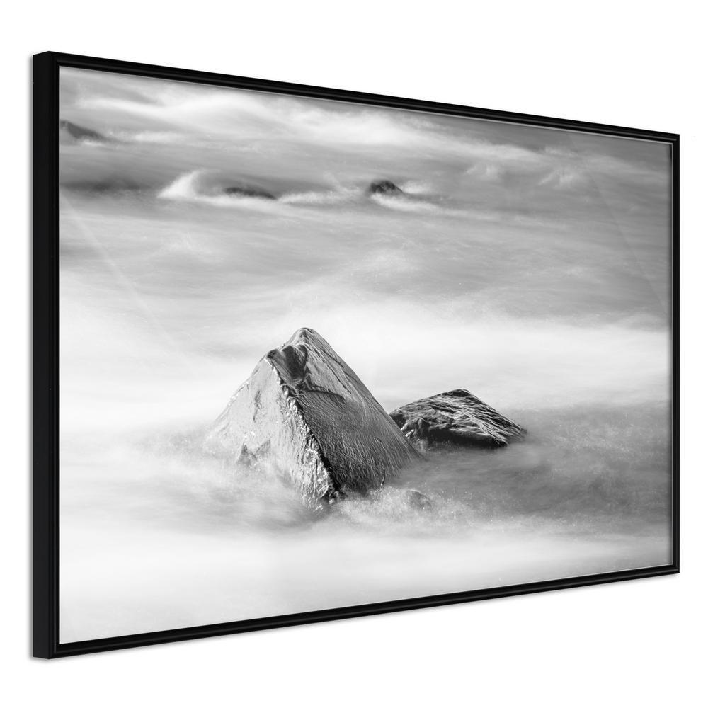 Black and White Framed Poster - Loneliness II-artwork for wall with acrylic glass protection