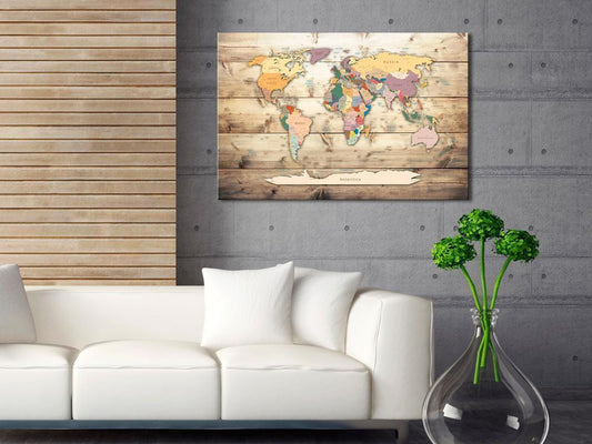 Cork board Canvas with design - Decorative Pinboard - The World at Your Fingertips-ArtfulPrivacy